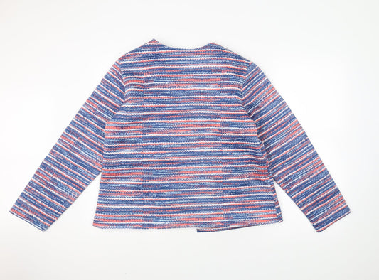 Anne De Lancay Womens Blue Striped  Jacket  Size L