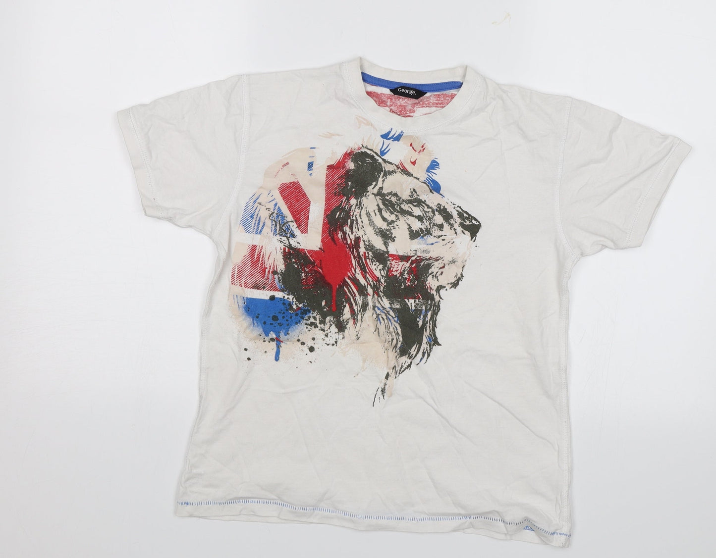 George Boys White   Basic T-Shirt Size 11-12 Years  - Lion