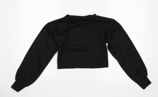 PRETTYLITTLETHING Womens Black   Pullover Jumper Size 2  - cropped