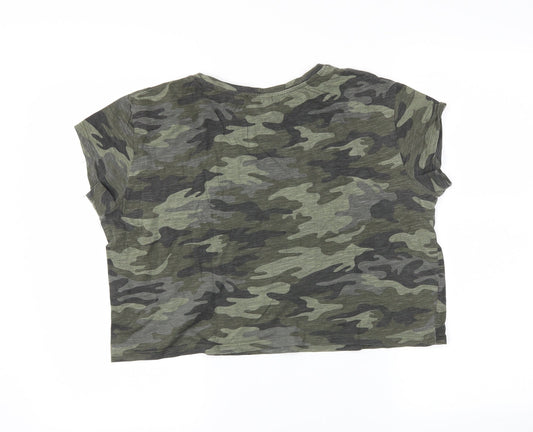 Terranova Womens Green Camouflage  Cropped T-Shirt Size L