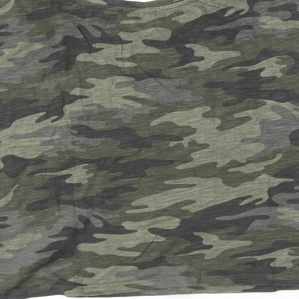 Terranova Womens Green Camouflage  Cropped T-Shirt Size L