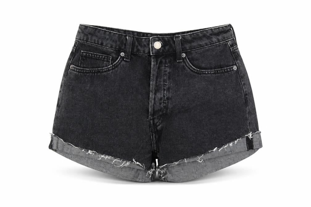 H&M Womens Black  Denim Hot Pants Shorts Size 6