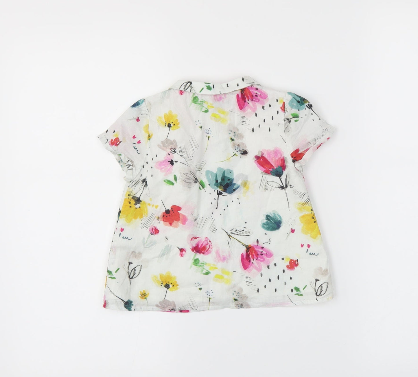 M&S Girls White Floral  Basic Button-Up Size 18-24 Months
