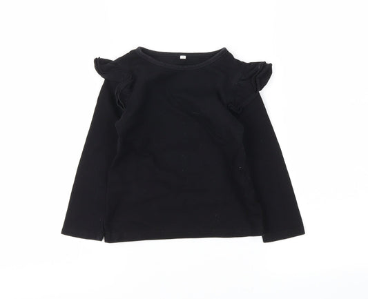 Preworn Girls Black   Basic T-Shirt Size 8-9 Years