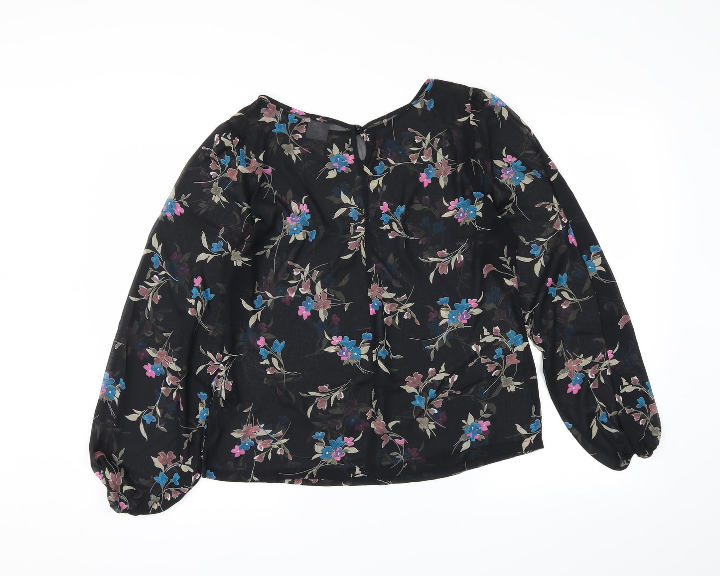 g:21 Womens Black Floral  Basic Blouse Size 12