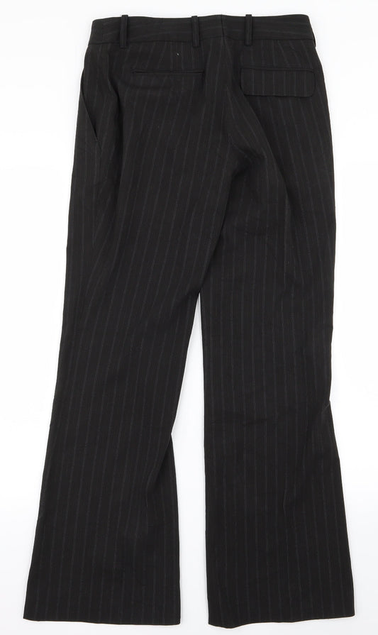 H&M Womens Black Striped Rayon Trousers  Size 12 L27 in