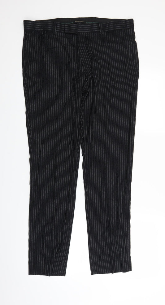 River Island Womens Black Striped  Trousers  Size 34 in L28 in