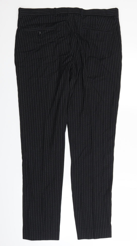 River Island Womens Black Striped  Trousers  Size 34 in L28 in