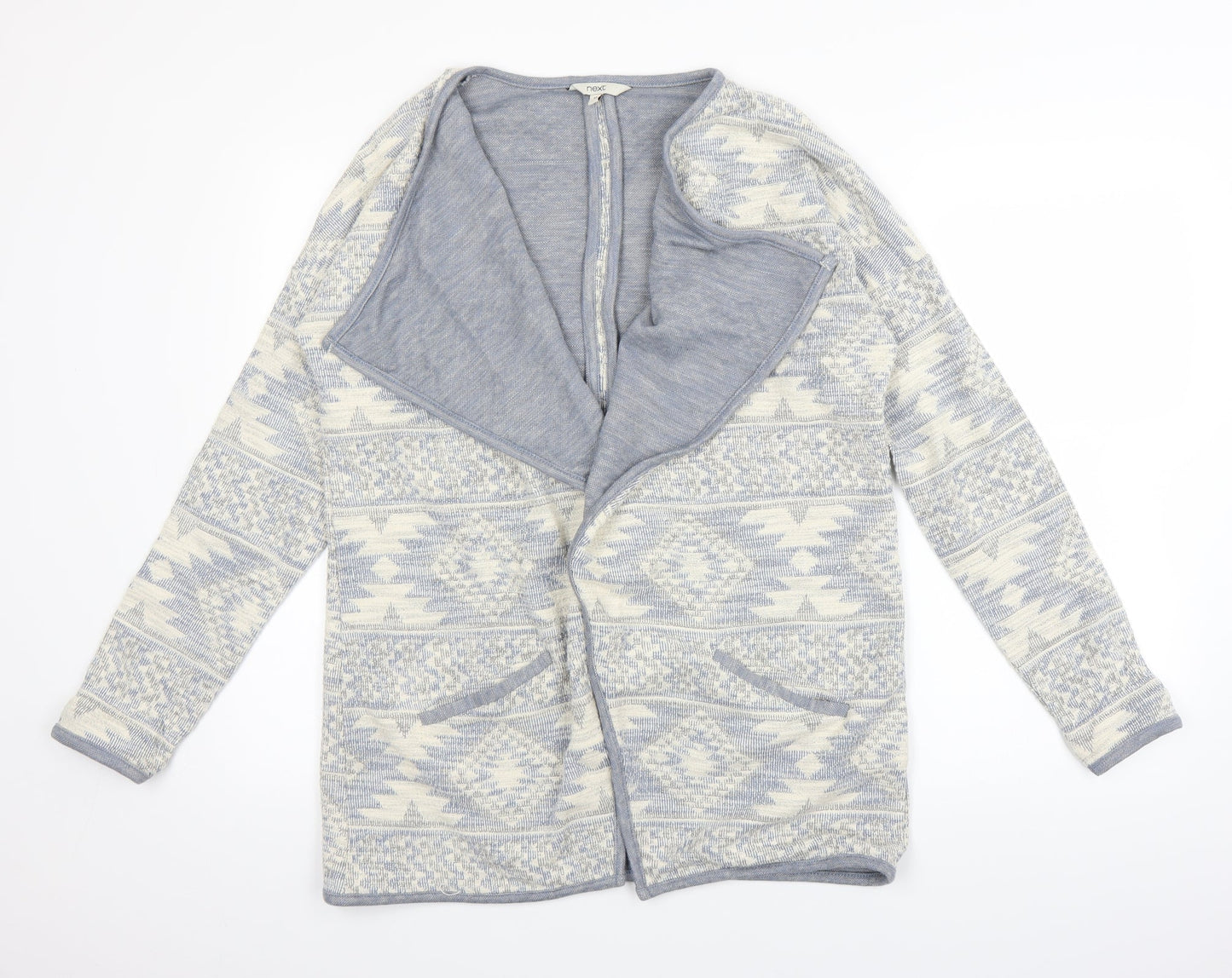 NEXT Womens White Geometric Knit Jacket Coatigan Size 12