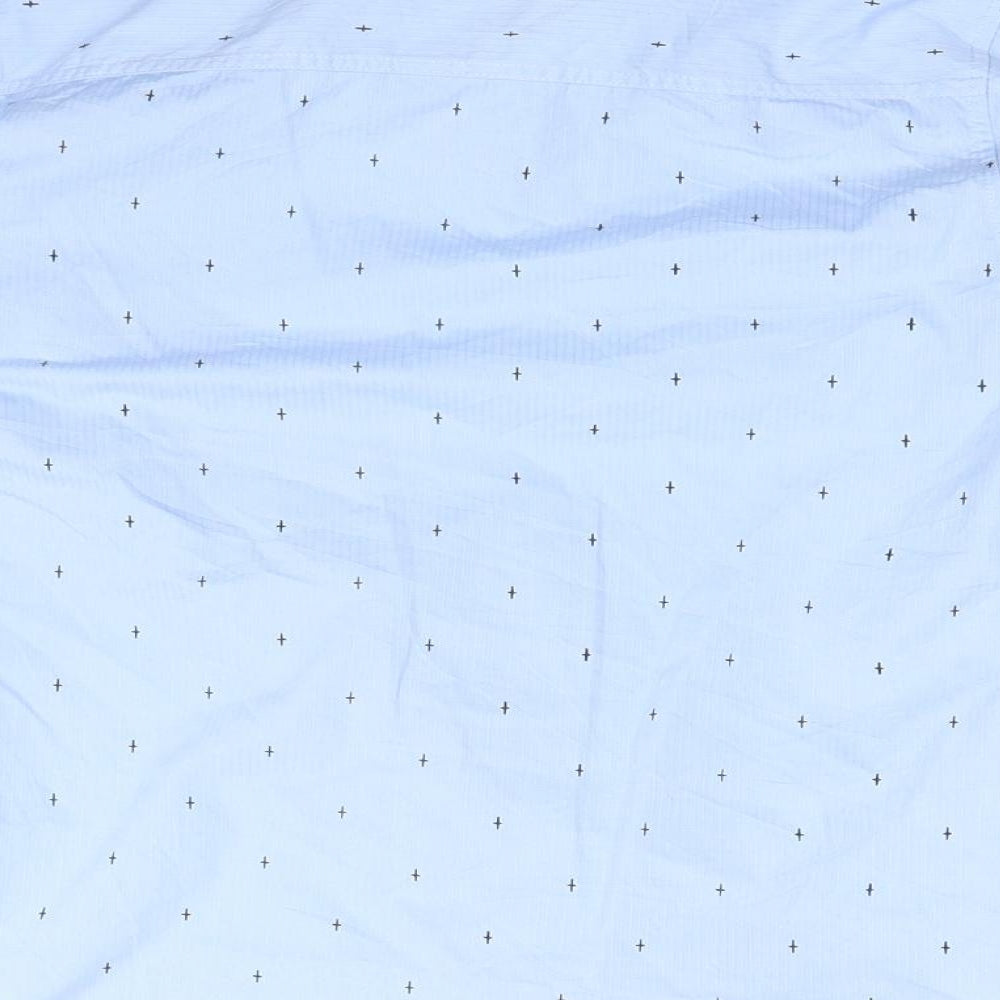 Blue Camp Mens Blue Polka Dot   Button-Up Size M