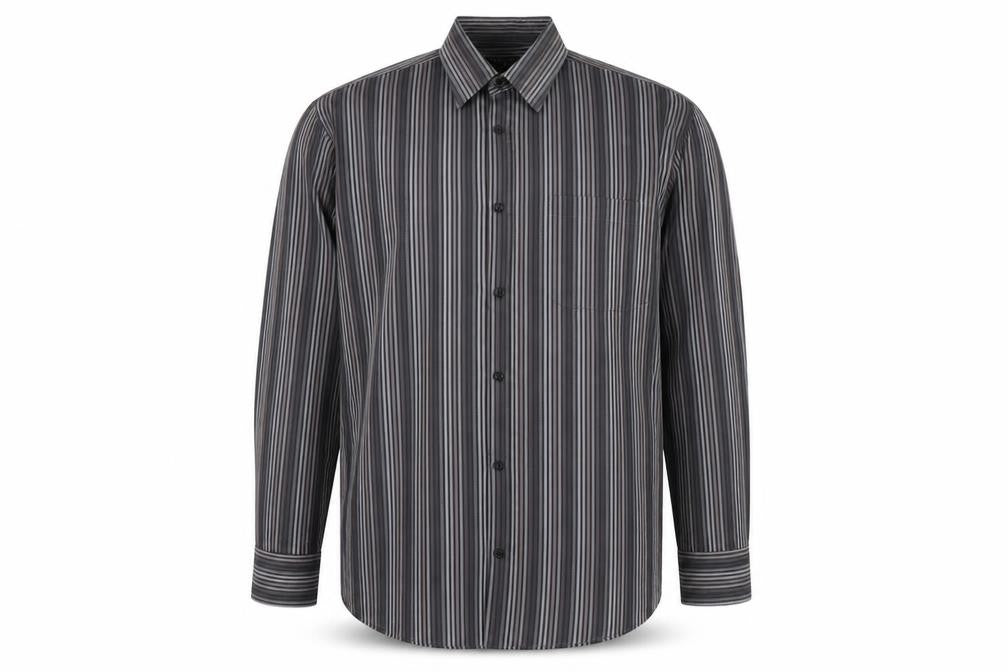 George Mens Grey Striped   Button-Up Size 16