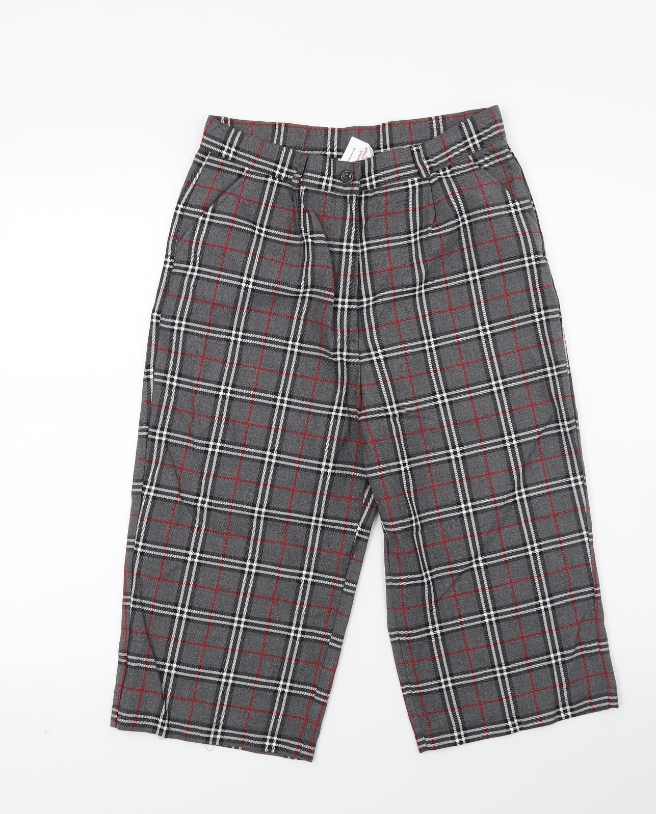 Cht Womens Grey Check  Cropped Trousers Size S