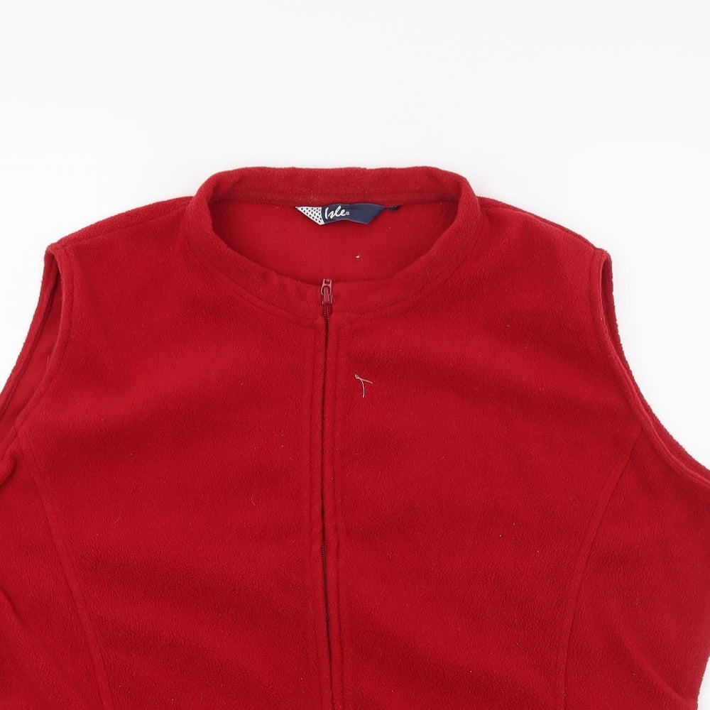 isle Womens Red  Fleece Gilet Coat Size L