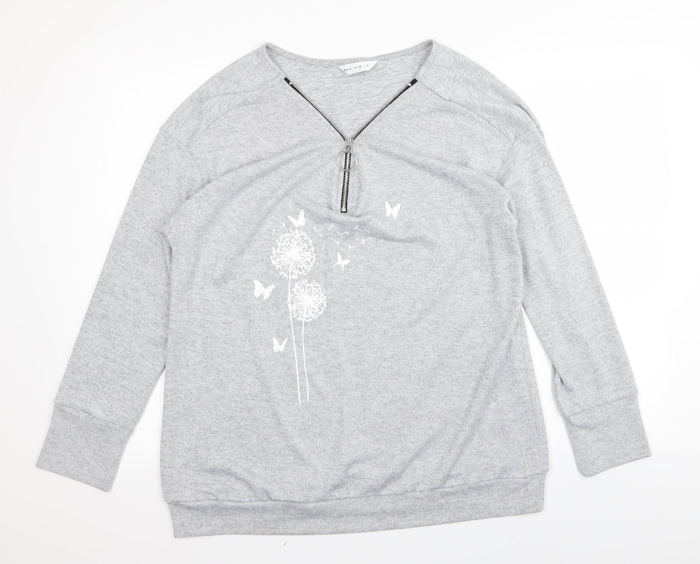 Preworn Womens Grey Floral  Basic T-Shirt Size M