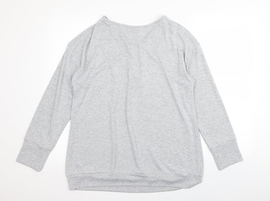 Preworn Womens Grey Floral  Basic T-Shirt Size M