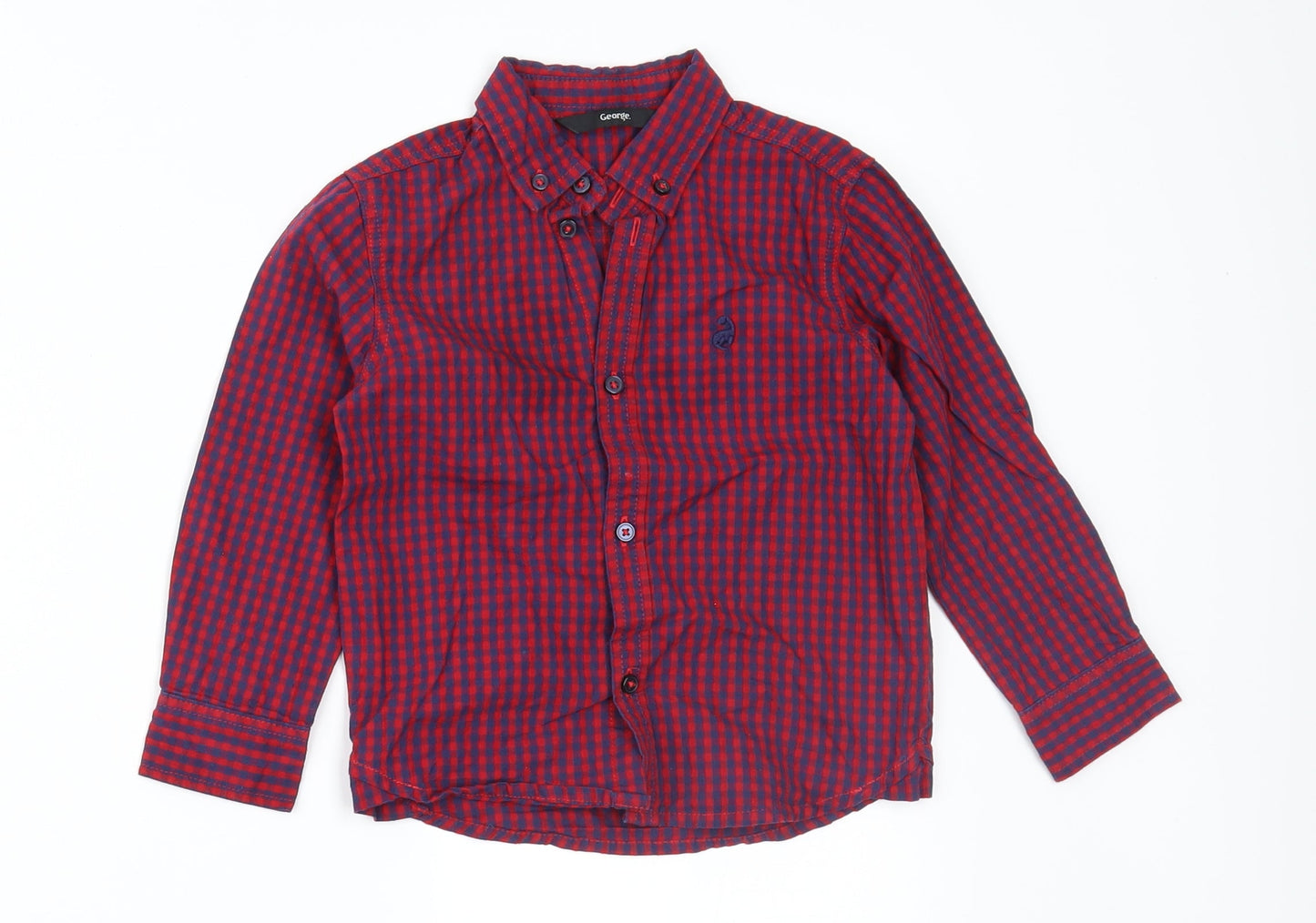 George Boys Red Check  Basic Button-Up Size 2-3 Years