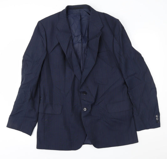 Chesterfield Mens Blue Striped  Jacket Suit Jacket Size 40