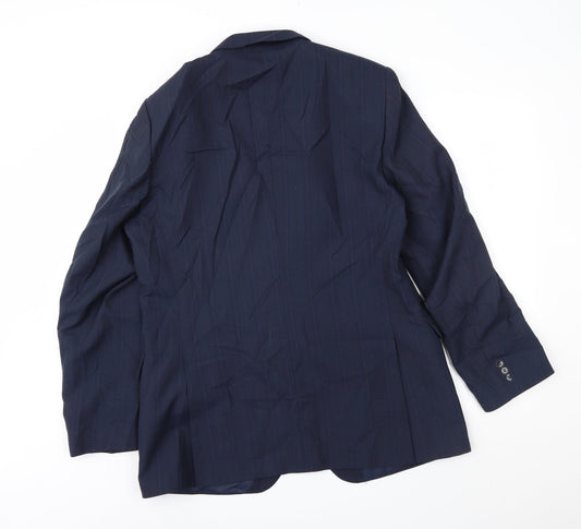 Chesterfield Mens Blue Striped  Jacket Suit Jacket Size 40