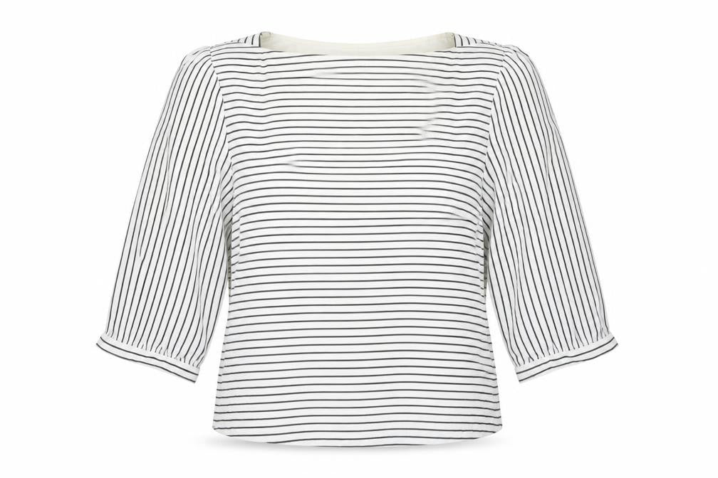 Precis  Womens White Striped  Basic Blouse Size 14