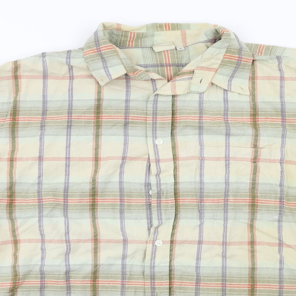 Cotton Traders Mens Yellow Check   Button-Up Size M