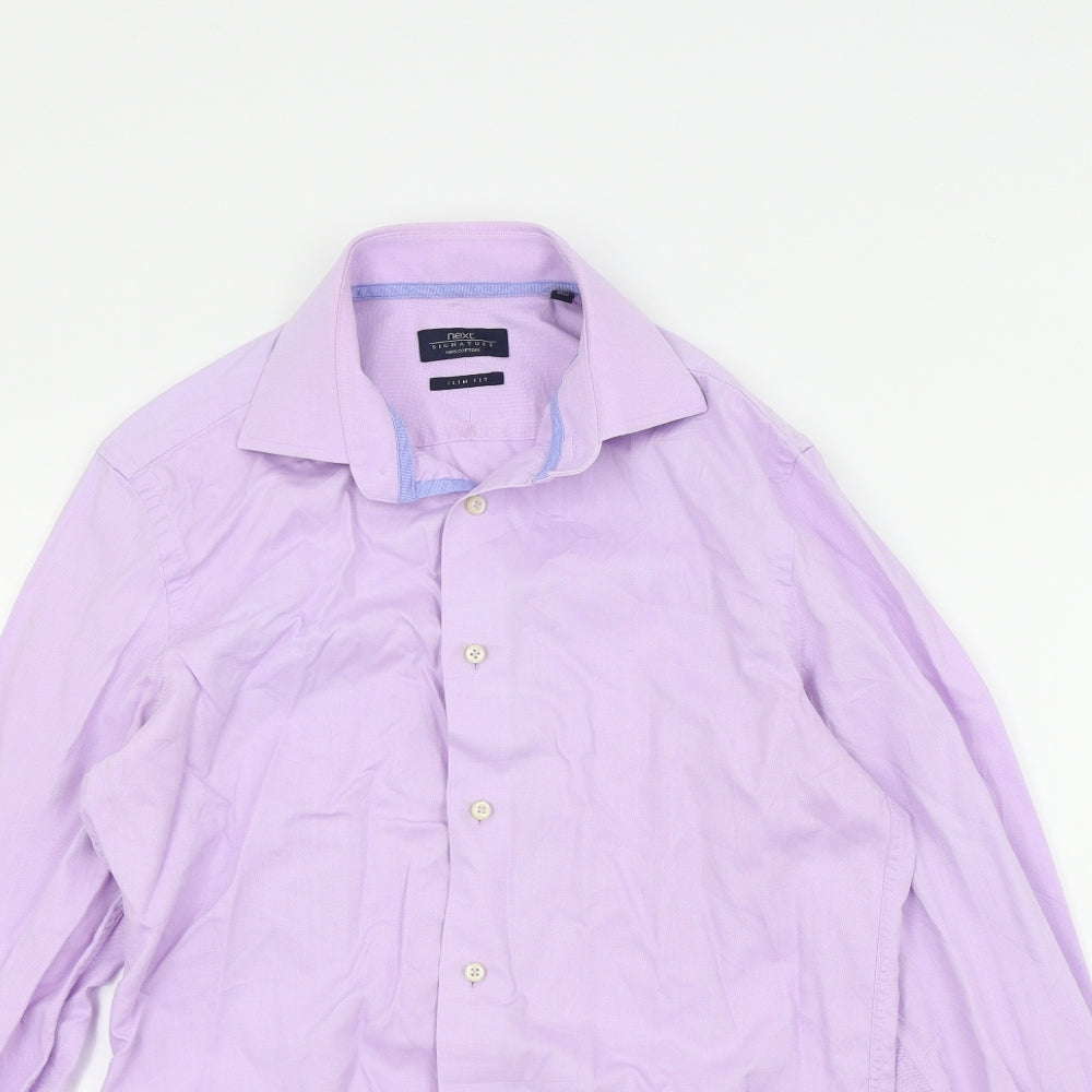 NEXT Mens Purple Colourblock   Button-Up Size 15