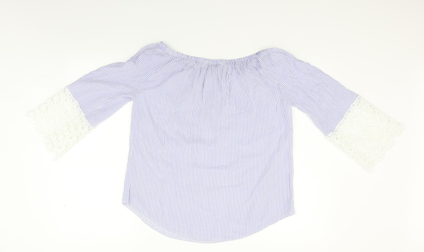 Made in Italy Womens Blue Striped   Blouse Size XL