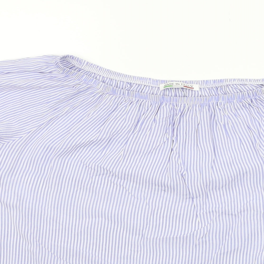 Made in Italy Womens Blue Striped   Blouse Size XL