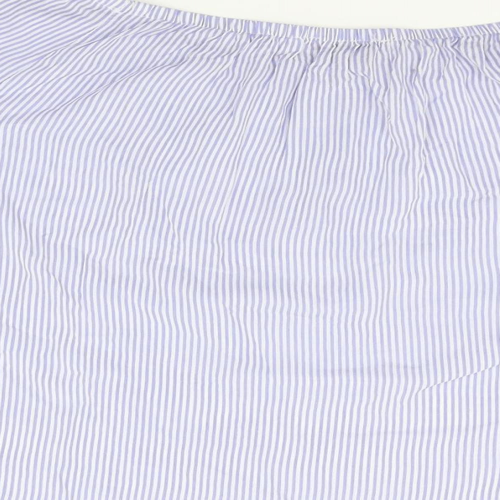 Made in Italy Womens Blue Striped   Blouse Size XL