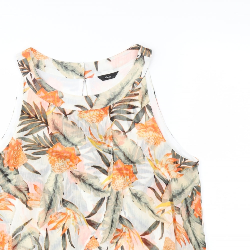 M&Co Womens Multicoloured Floral  Basic T-Shirt Size 12