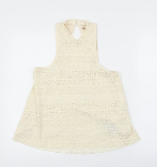 Hollister Womens Ivory Geometric  Basic Blouse Size M