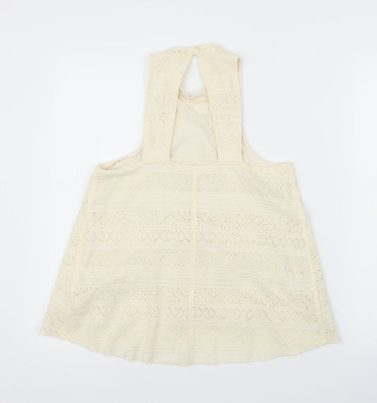 Hollister Womens Ivory Geometric  Basic Blouse Size M