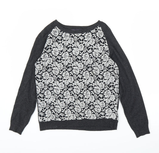 M&S Womens Blue Floral  Pullover Jumper Size 10