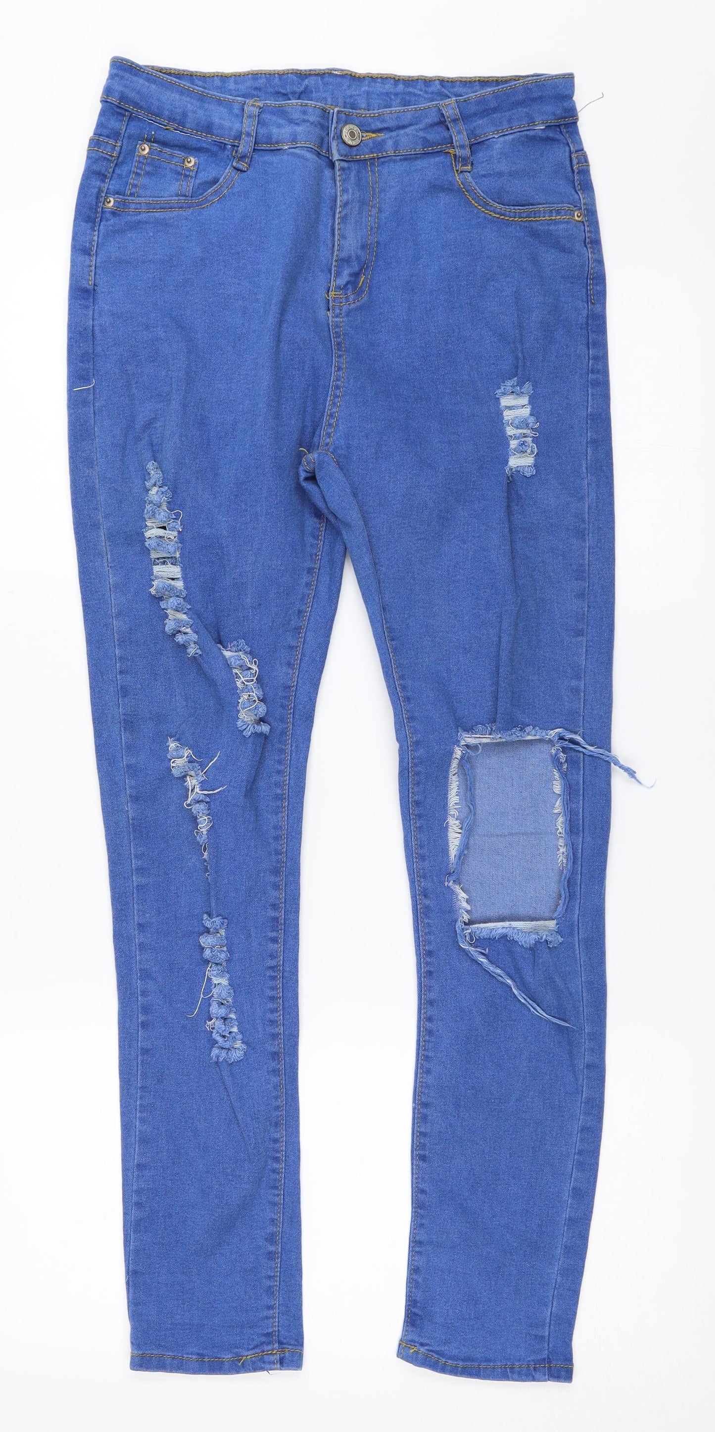 Preworn Womens Blue  Denim Skinny Jeans Size 27 in L27 in