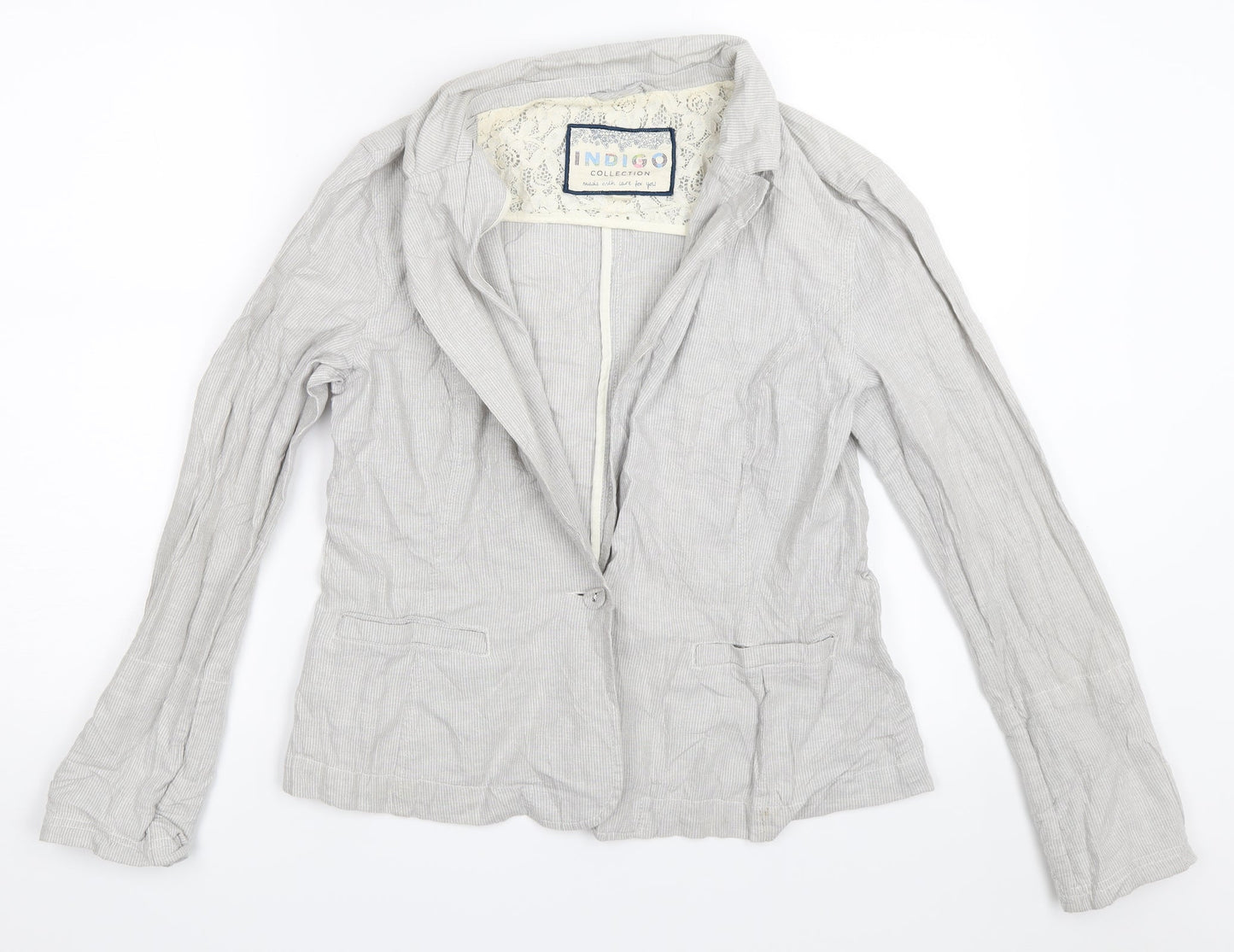 Marks and Spencer Womens Grey Striped  Jacket  Size 12