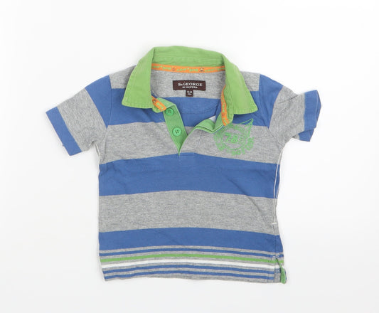 St. George by Duffer Boys Blue Striped  Basic Polo Size 18-24 Months