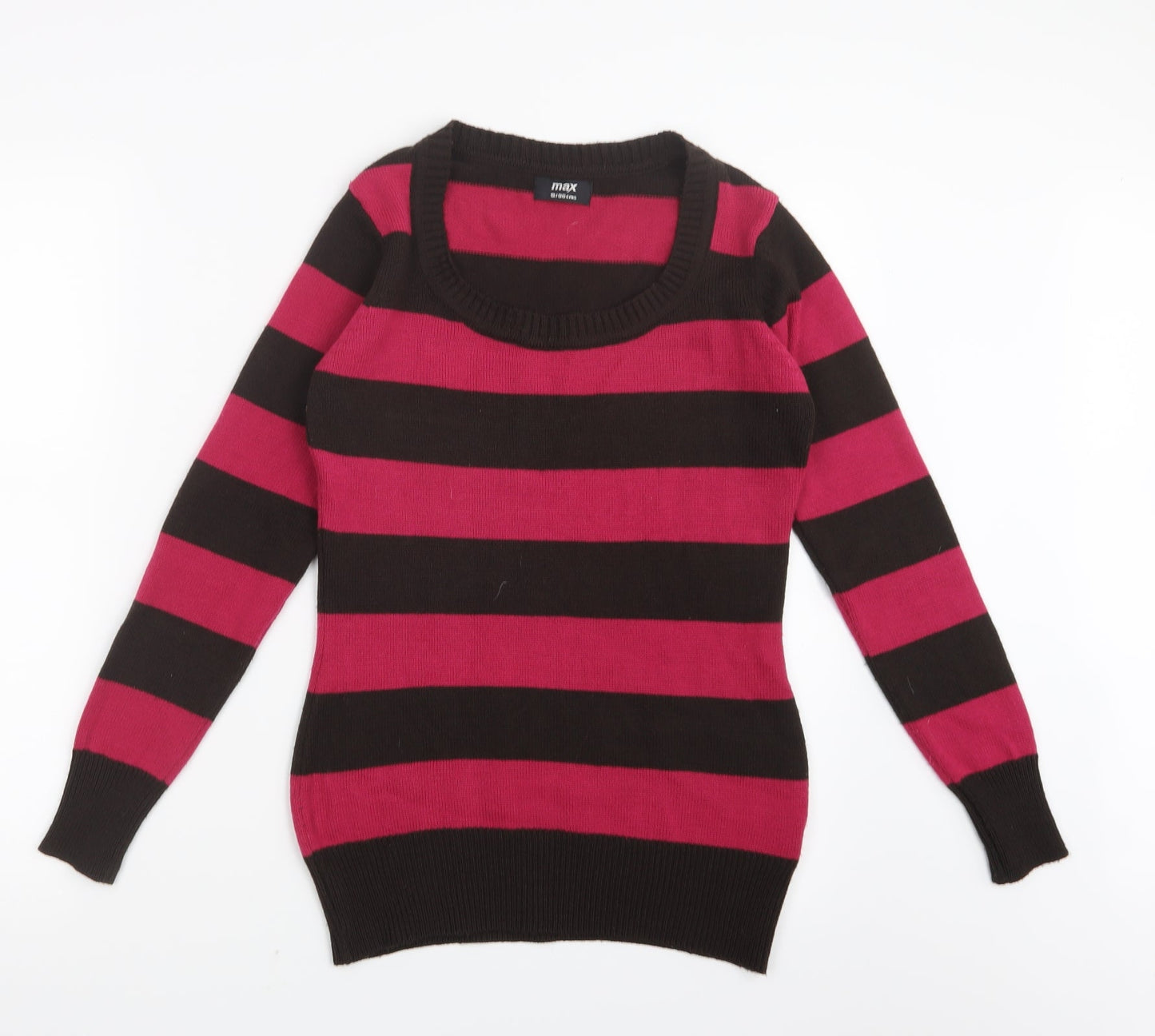 Max Womens Pink Striped Knit Pullover Jumper Size S