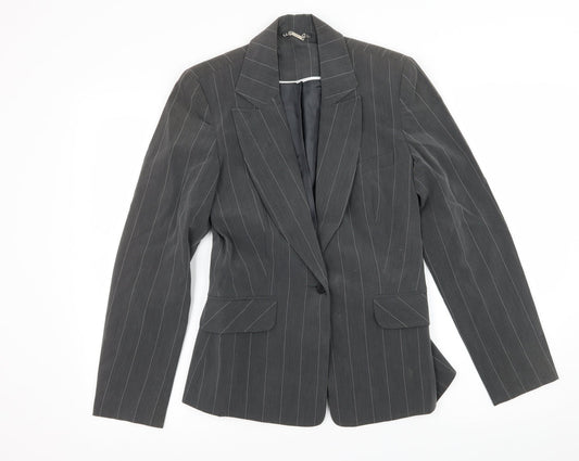 Select Womens Grey Striped  Jacket Blazer Size 10