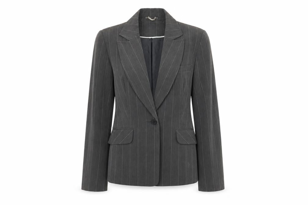 Select Womens Grey Striped  Jacket Blazer Size 10