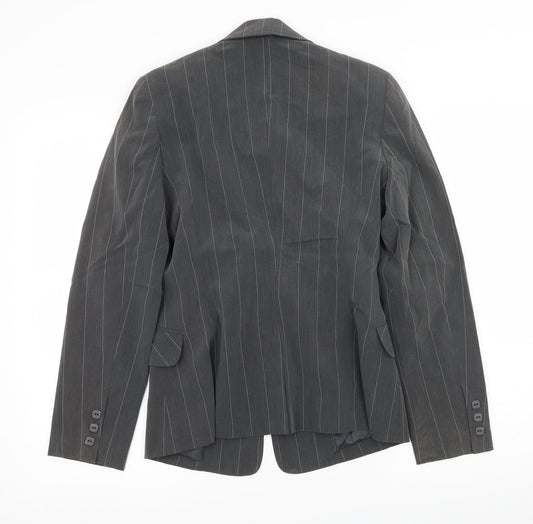 Select Womens Grey Striped  Jacket Blazer Size 10