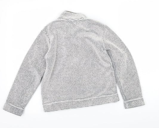 M&Co Boys Grey Striped Fleece Pullover Sweatshirt Size 7-8 Years