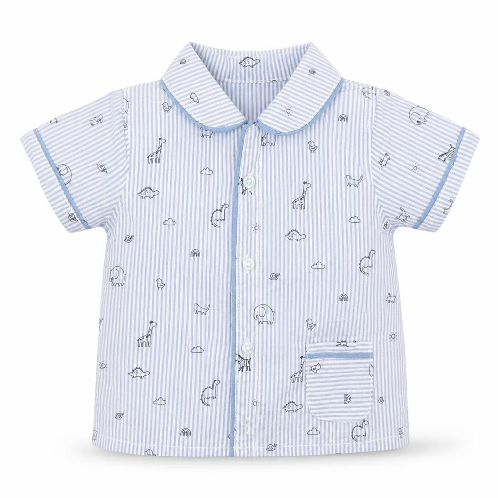 George Boys Black Striped  Basic Button-Up Size 6-9 Months  - Animals