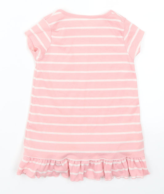 Matalan Girls Pink Striped  T-Shirt Dress  Size 12-18 Months