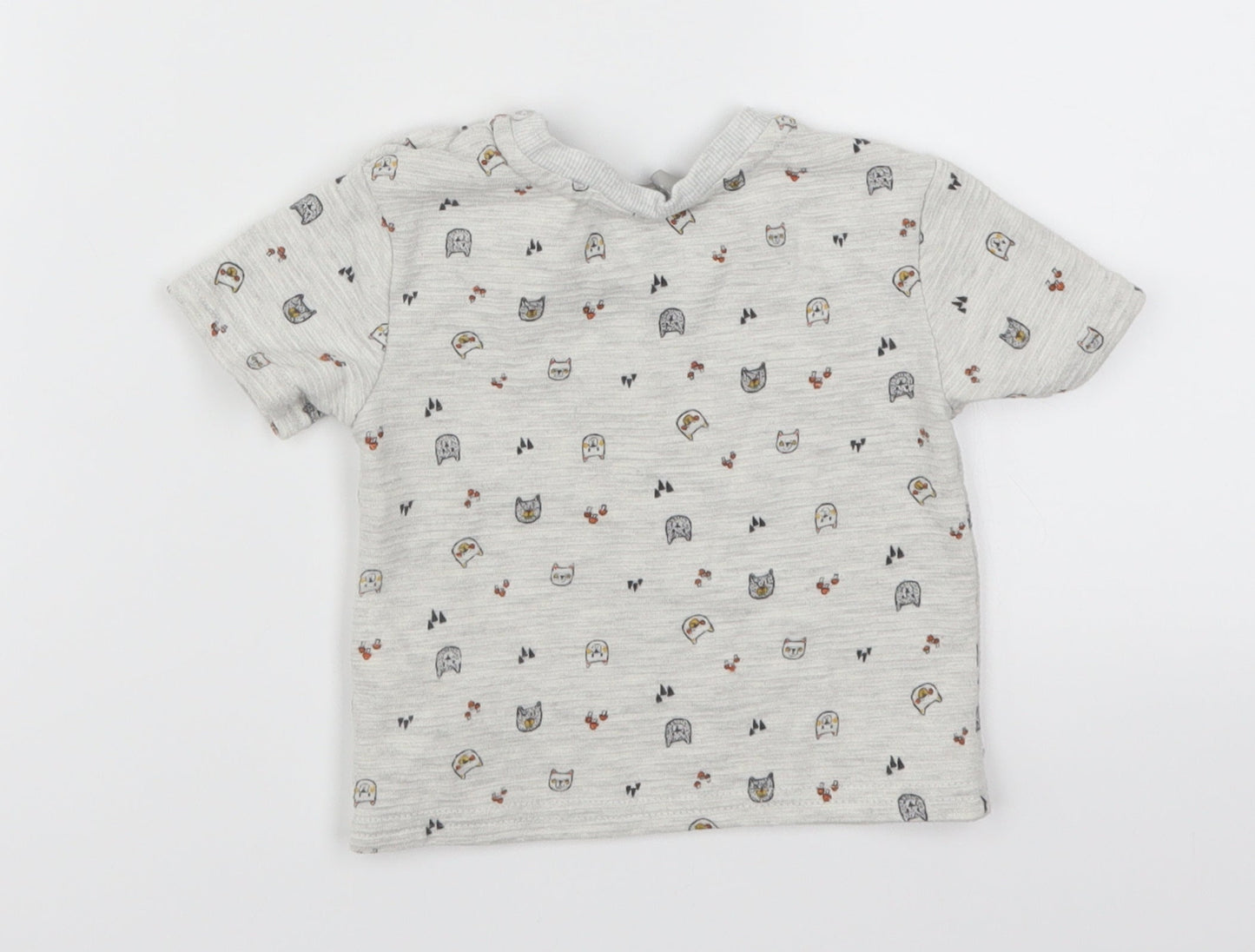 Primark Baby Grey   Basic T-Shirt Size 6-9 Months  - Cat Print