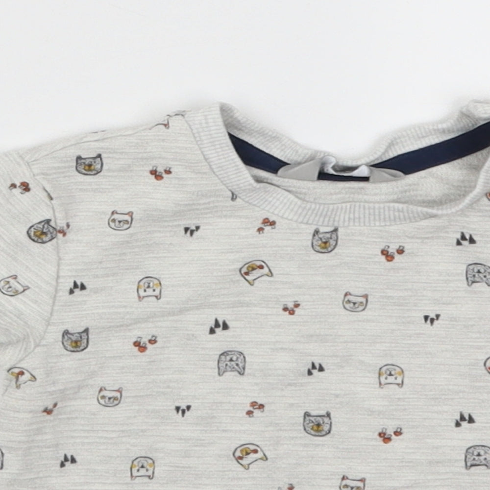 Primark Baby Grey   Basic T-Shirt Size 6-9 Months  - Cat Print