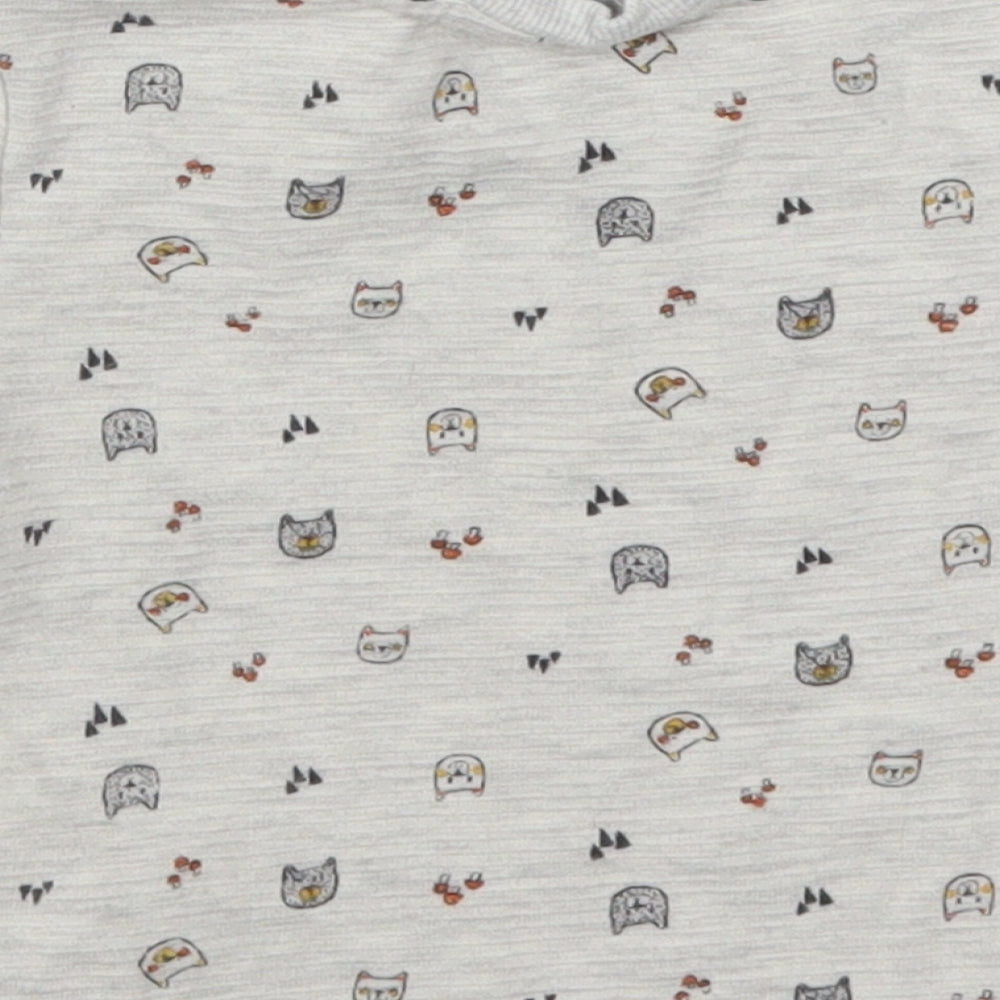 Primark Baby Grey   Basic T-Shirt Size 6-9 Months  - Cat Print