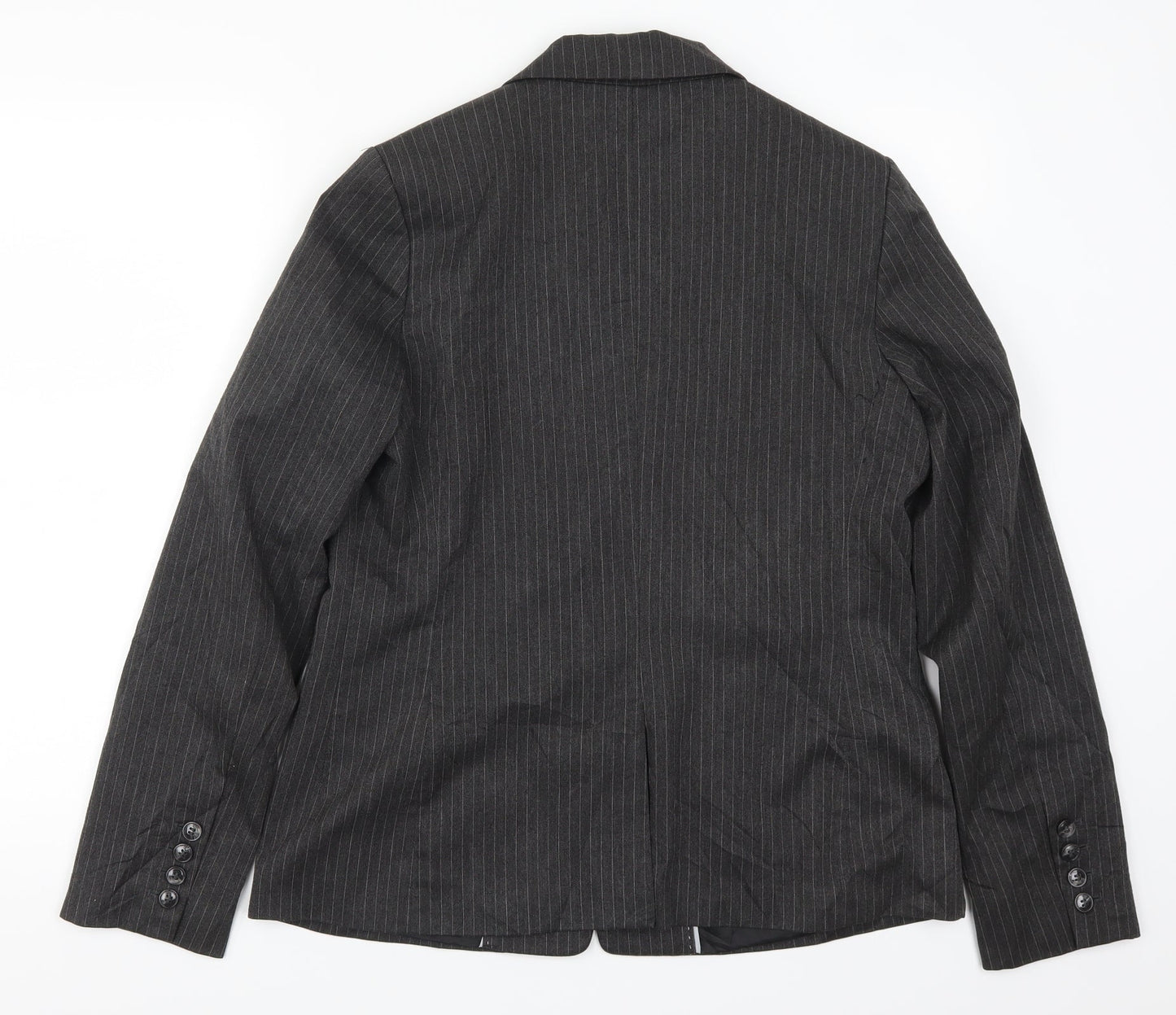 H&M Womens Grey Striped  Jacket Suit Jacket Size 8
