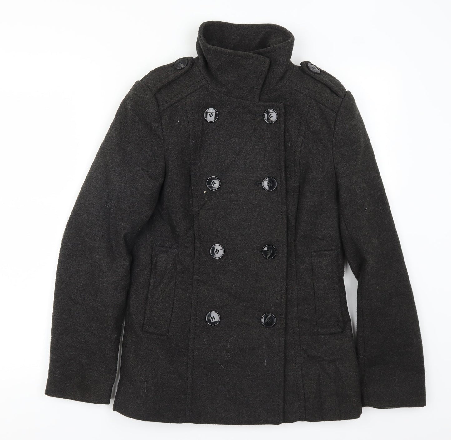 H&M Womens Grey   Trench Coat Coatigan Size 6