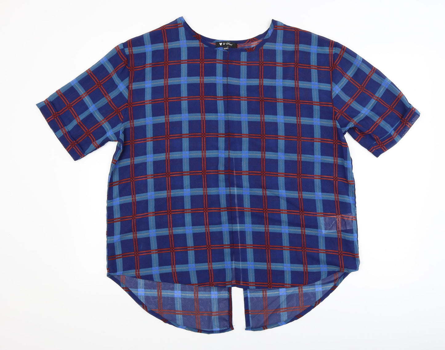 Heart and Soul Womens Blue Check  Basic Blouse Size 16