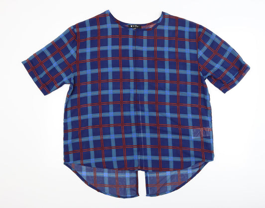 Heart and Soul Womens Blue Check  Basic Blouse Size 16