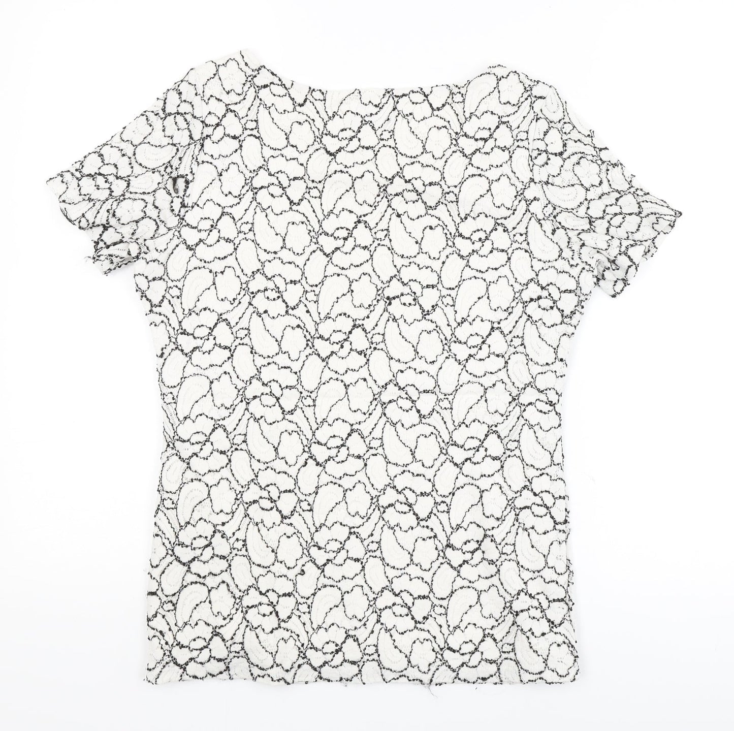 Profile Womens White Floral  Basic T-Shirt Size 10
